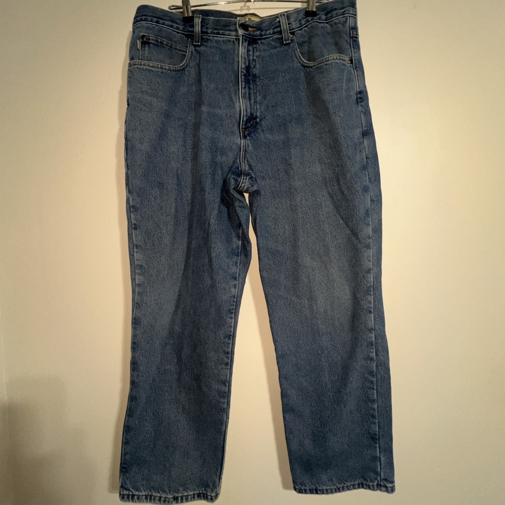 LL Bean Jeans Mens 38x29 Classic Fit Flannel‎ Lined Blue Denim Thermal